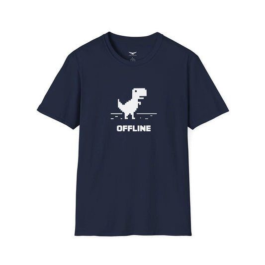 Offline Pixel Dino T-Shirt | Retro Gamer Graphic Tee for Men & Women - Velcrow