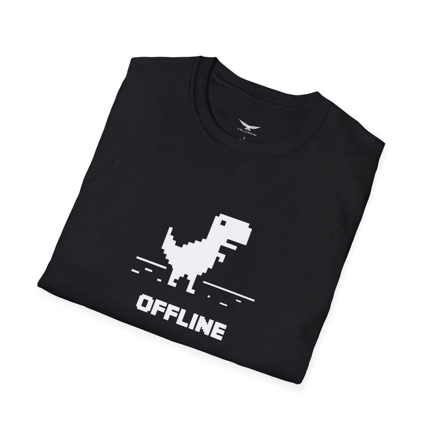 Offline Pixel Dino T-Shirt | Retro Gamer Graphic Tee for Men & Women graphic tee - Velcrow