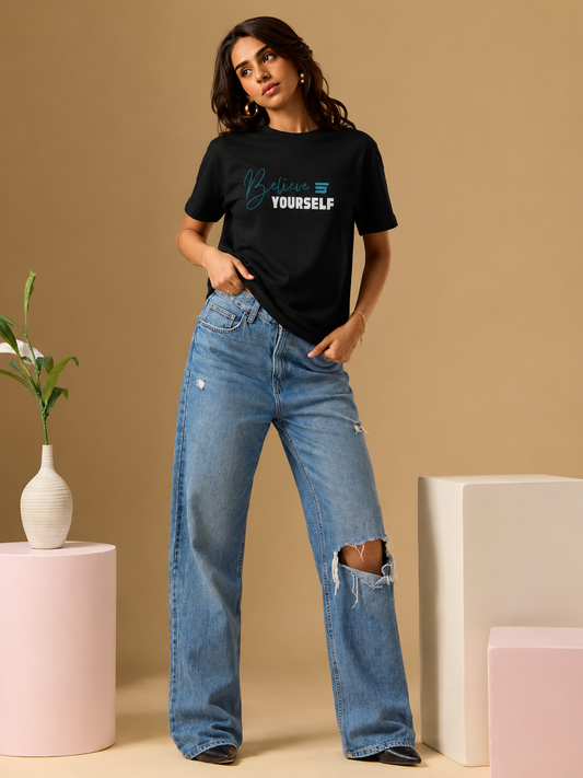 Believe Yourself Crew Tee | Inspirational Motivational Graphic T-Shirt - Velcrow