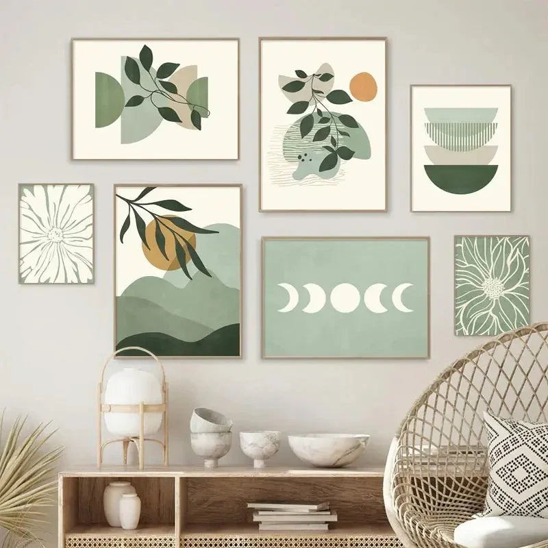 Green Plant Decorative Wall Painting – Modern Botanical Art for Home & Office Décor