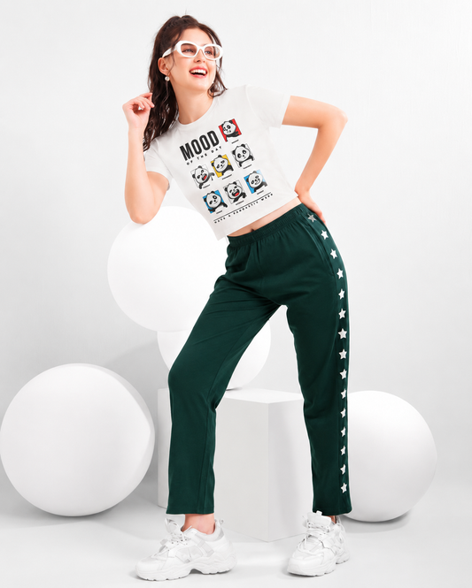 Women's Baby Tee | Cute Panda Emotional Expression Crop Top - Velcrow