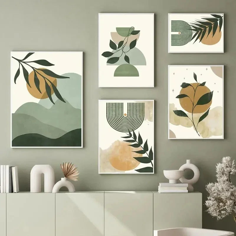 Green Plant Decorative Wall Painting – Modern Botanical Art for Home & Office Décor