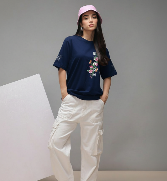 Unisex organic oversized high neck t-shirt